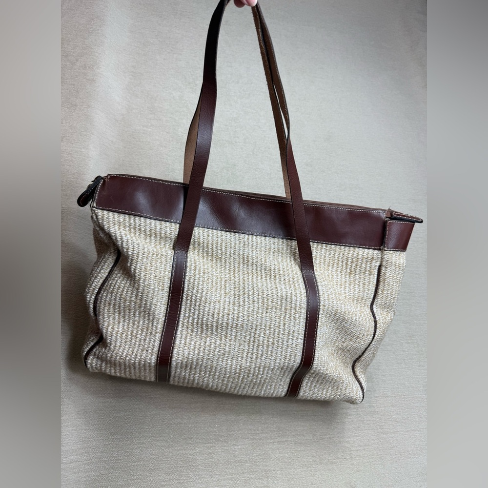 Michael Rome Brown and Tan Tote Bag